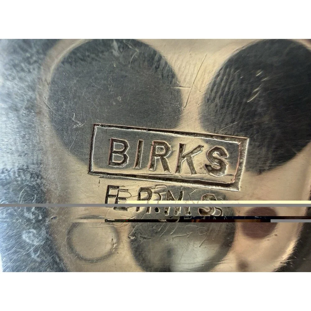 Vintage Birks EPNS Silverplate Art Deco Fluted Teapot Black Handle Canada Tea Po